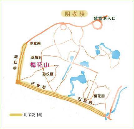 明孝陵神道示意图