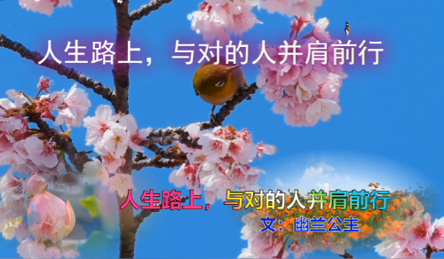 人生路上，与对的人并肩前行