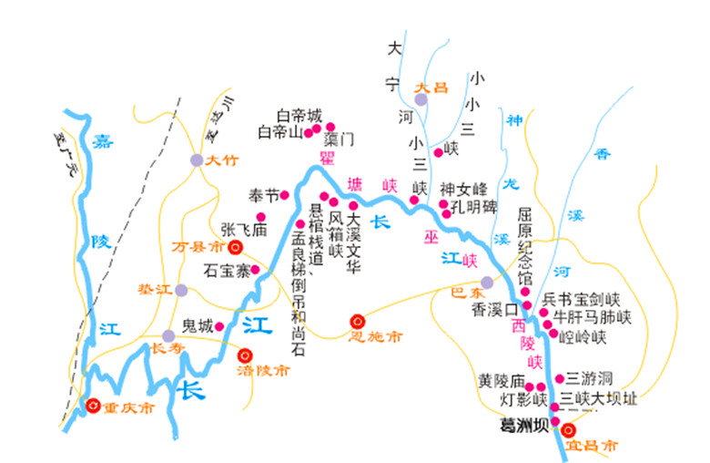 长江三峡地图路线全图图片